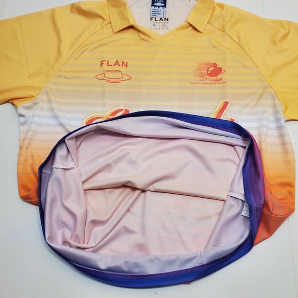 FLAN LABS Caramel Sunset Soccer Jersey Mens XL Short Sleeve Graphic Print NWOT - Picture 4 of 10